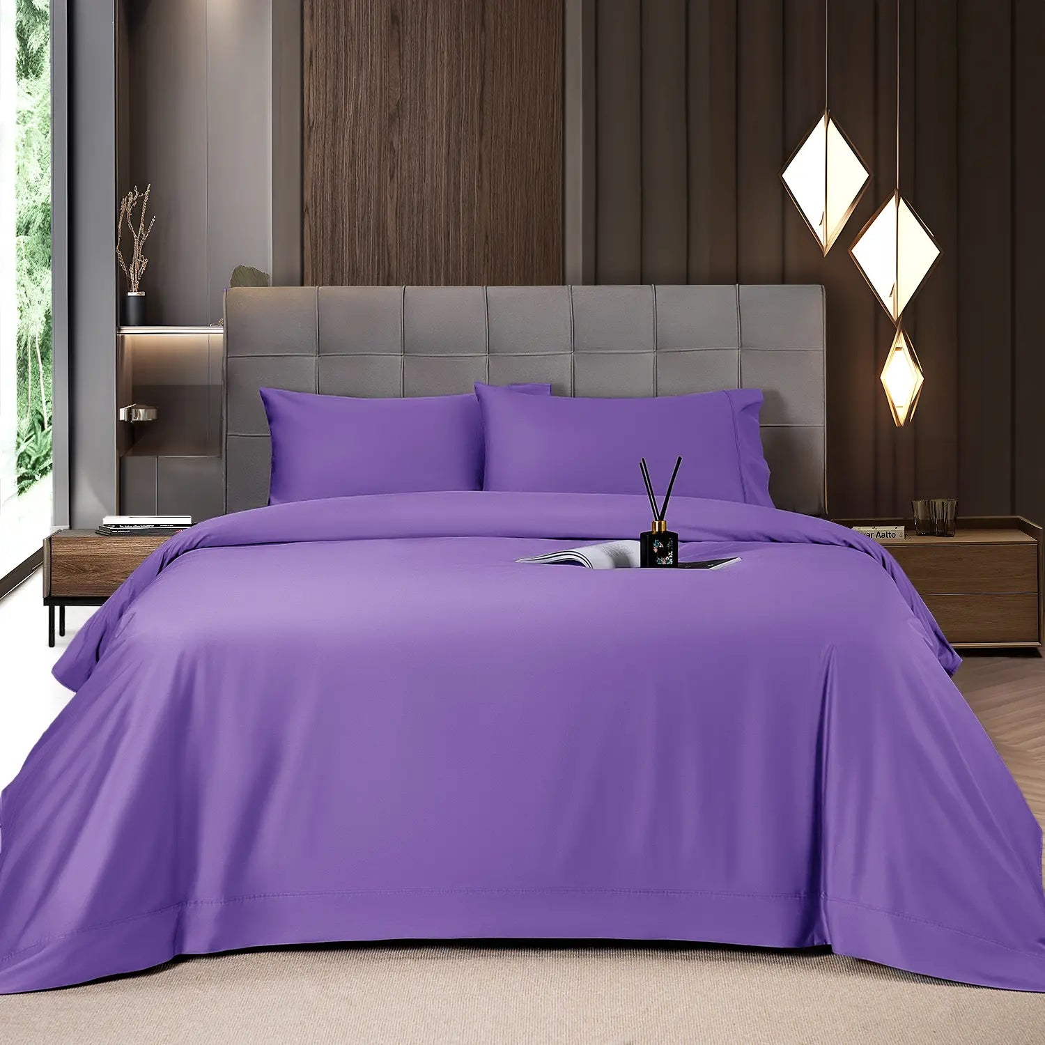 Shilucheng Bamboo Sheets Set 4/6 Pc,Cooling Breathable & Hotel Luxury Super Silky Soft, 16'' Deep Pocket, Wrinkle, Fade Resistant Springtok