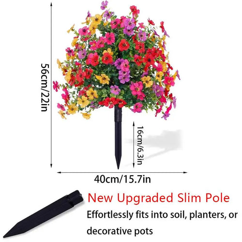 Artificial Flowers for Outdoor Indoor Garden Home Decoration, Plastic Faux Flowers, Faux Flower Daisy with Eucalyptus Leaves Fake Plants Greenery Boxwood Porch Patio