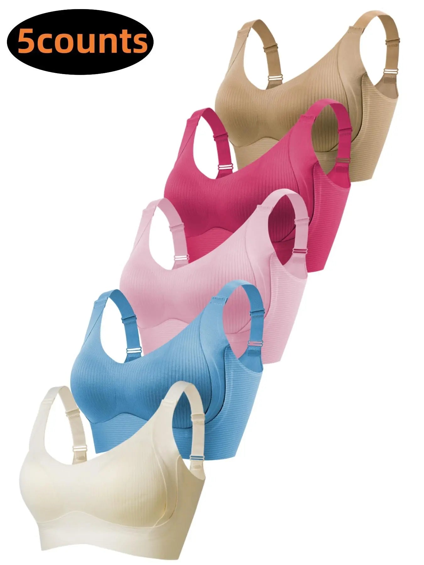 Women'S Solid Wireless Bra, Comfortable Breathable Push up Bra, Soft and Lightweight Lingerie for All Seasons
